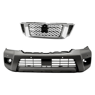 Replacement - 2-Piece (Front Bumper Cover, Grille)