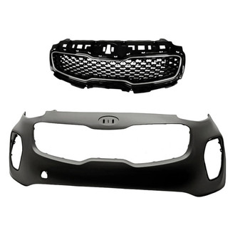 Replacement - 2-Piece (Front Bumper Cover, Grille) (CAPA Certified)