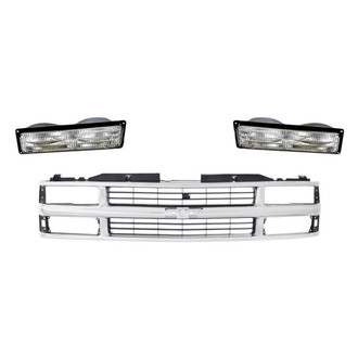 Replacement - 3-Piece (Grille, Front Driver and Passenger Side Turn Signal/Parking Light Lens and Housing) (Standard Line)