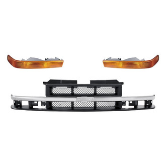 Replacement - 3-Piece (Grille, Front Driver and Passenger Side Turn Signal/Parking Light) (Standard Line)