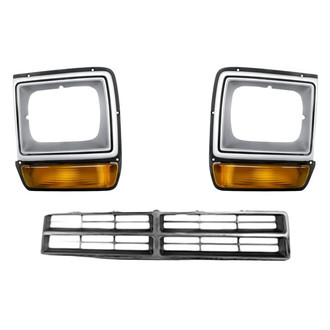 Replacement - 3-Piece (Grille, Driver and Passenger Side Headlight Bezel) (Standard Line)