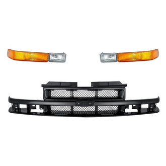 Replacement - 3-Piece (Grille, Front Driver and Passenger Side Turn Signal/Parking Light) (Standard Line)