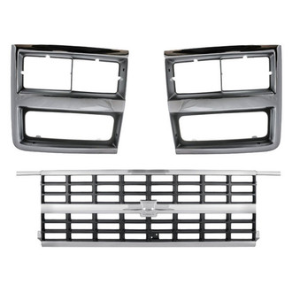 Replacement - 3-Piece (Center Grille, Driver and Passenger Side Headlight Bezel) (Standard Line)