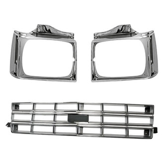 Replacement - 3-Piece (Grille, Driver and Passenger Side Headlight Bezel) (Standard Line)