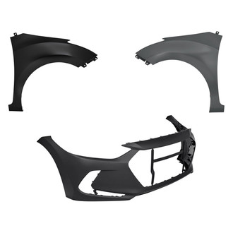 Replacement - 3-Piece (Front Bumper Cover, Driver and Passenger Side Fender)