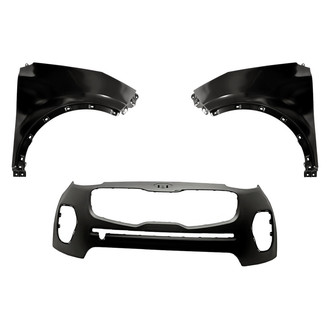 Replacement - 3-Piece (Front Bumper Cover, Driver and Passenger Side Fender) (Standard Line)