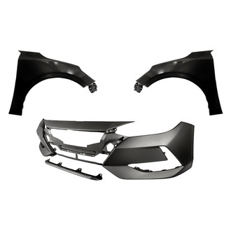 Replacement - 3-Piece (Front Bumper Cover, Driver and Passenger Side Fender) (Standard Line)