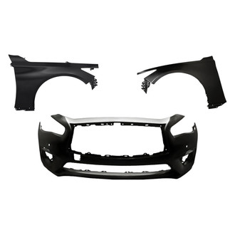 Replacement - 3-Piece (Front Bumper Cover, Driver and Passenger Side Fender)