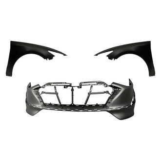 Replacement - 3-Piece (Front Bumper Cover, Driver and Passenger Side Fender) (Standard Line)