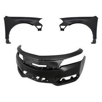 Replacement - 3-Piece (Front Bumper Cover, Driver and Passenger Side Fender) (CAPA Certified)