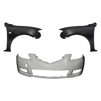 Replacement - 3-Piece (Front Bumper Cover, Driver and Passenger Side Fender) (CAPA Certified)