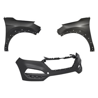 Replacement - 3-Piece (Front Bumper Cover, Driver and Passenger Side Fender)