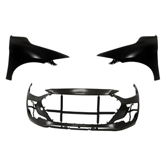 Replacement - 3-Piece (Front Bumper Cover, Driver and Passenger Side Fender) (CAPA Certified)