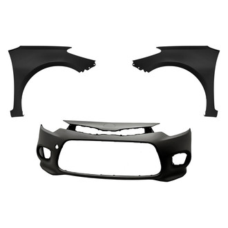 Replacement - 3-Piece (Front Bumper Cover, Driver and Passenger Side Fender) (CAPA Certified)