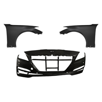 Replacement - 3-Piece (Front Bumper Cover, Driver and Passenger Side Fender) (CAPA Certified)