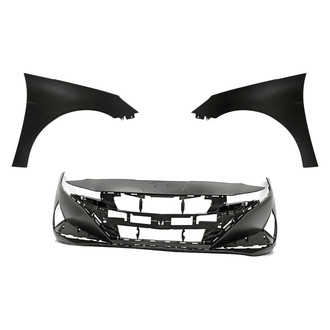 Replacement - 3-Piece (Front Bumper Cover, Driver and Passenger Side Fender) (CAPA Certified)