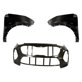 Replacement - 3-Piece (Front Bumper Cover, Driver and Passenger Side Fender) (CAPA Certified)