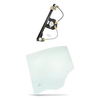 Replacement - 2-Piece (Rear Passenger Side Window Regulator without Motor, Door Glass) (Standard Line)