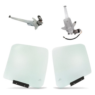 Replacement - 4-Piece (Front Driver and Passenger Side Window Regulator and Motor Assembly, Door Glass) (Standard Line)