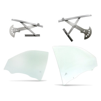 Replacement - 4-Piece (Front Driver and Passenger Side Window Regulator without Motor, Door Glass) (Standard Line)