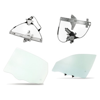 Replacement - 4-Piece (Front and Rear Driver Side Window Regulator and Motor Assembly, Door Glass) (Standard Line)