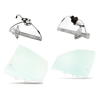 Replacement - 4-Piece (Front and Rear Driver Side Window Regulator and Motor Assembly, Door Glass) (Standard Line)