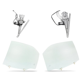 Replacement - 4-Piece (Rear Driver and Passenger Side Window Regulator and Motor Assembly, Door Glass) (Standard Line)