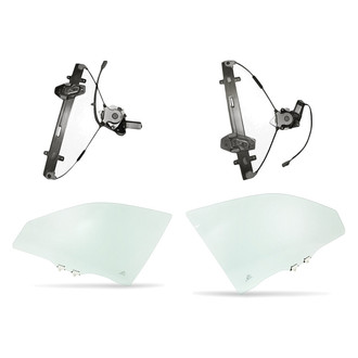 Replacement - 4-Piece (Front Driver and Passenger Side Window Regulator and Motor Assembly, Door Glass) (Standard Line)