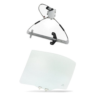 Replacement - 2-Piece (Rear Driver Side Window Regulator and Motor Assembly, Door Glass) (Standard Line)