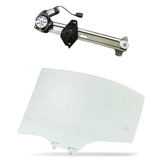 Replacement - 2-Piece (Rear Driver Side Window Regulator and Motor Assembly, Door Glass) (Standard Line)