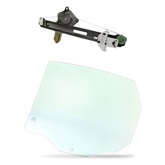 Replacement - 2-Piece (Rear Driver Side Window Regulator and Motor Assembly, Door Glass) (Standard Line)