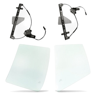 Replacement - 4-Piece (Rear Driver and Passenger Side Window Regulator and Motor Assembly, Door Glass) (Standard Line)