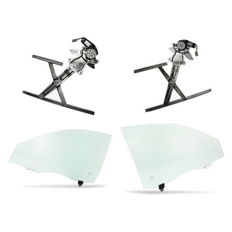 Replacement - 4-Piece (Front Driver and Passenger Side Window Regulator and Motor Assembly, Door Glass) (Standard Line)