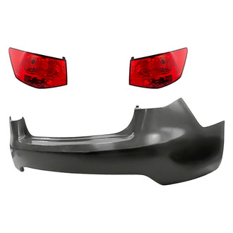 Replacement - Driver and Passenger Side 3-Piece Kit (Driver and Passenger Side Outer Tail Lights, Rear Bumper Cover) (Standard Line)