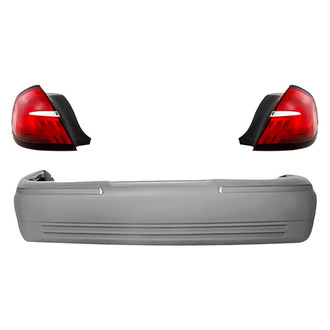 Replacement - Driver and Passenger Side 3-Piece Kit (Driver and Passenger Side Tail Lights, Rear Bumper Cover) (Standard Line)