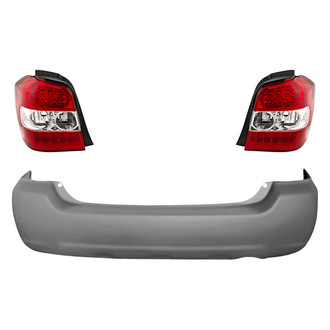 Replacement - Driver and Passenger Side 3-Piece Kit (Driver and Passenger Side Tail Lights, Rear Bumper Cover) (Standard Line)