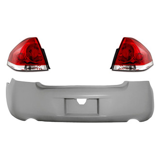 Replacement - Driver and Passenger Side 3-Piece Kit (Driver and Passenger Side Tail Lights, Rear Bumper Cover) (Standard Line)
