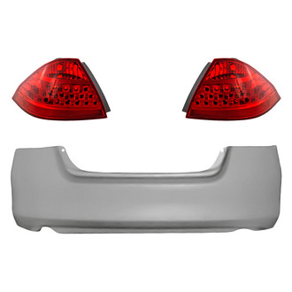 Replacement - Driver and Passenger Side 3-Piece Kit (Driver and Passenger Side Outer Tail Lights, Rear Bumper Cover) (Standard Line)