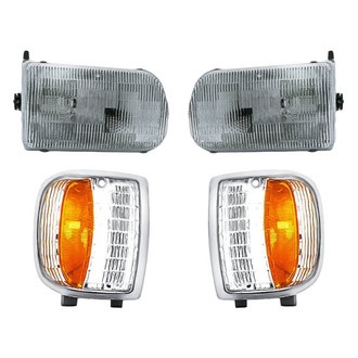 Replacement - 4-Piece Kit (Driver and Passenger Side Headlights, Driver and Passenger Side Turn Signal/Corner Lights) (Standard Line)
