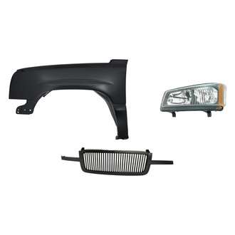 Replacement - 3-Piece Kit (Driver Side Headlight, Grille, Front Driver Side Fender)