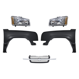 Replacement - 5-Piece Kit (Driver and Passenger Side Headlights, Grille, Driver and Passenger Side Fenders) (Standard Line)