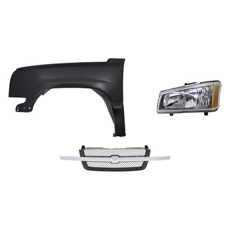 Replacement - 3-Piece Kit (Driver Side Headlight, Grille, Front Driver Side Fender) (Standard Line)