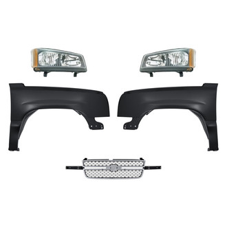Replacement - 5-Piece Kit (Driver and Passenger Side Headlights, Grille, Driver and Passenger Side Fenders) (Standard Line)