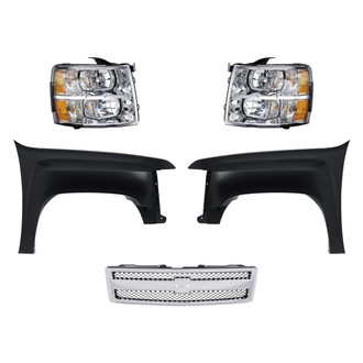 Replacement - 5-Piece Kit (Driver and Passenger Side Headlights, Grille, Driver and Passenger Side Fenders)
