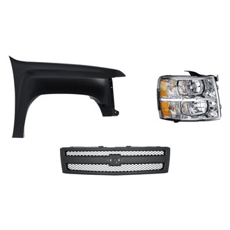 Replacement - 3-Piece Kit (Passenger Side Headlight, Grille, Front Passenger Side Fender) (Standard Line)