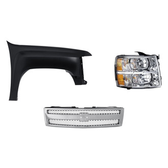 Replacement - 3-Piece Kit (Passenger Side Headlight, Grille, Front Passenger Side Fender) (Standard Line)