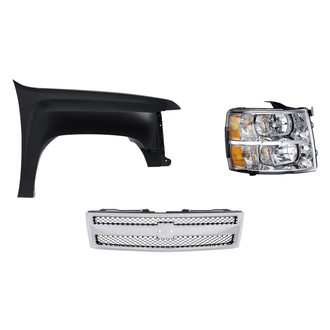 Replacement - 3-Piece Kit (Passenger Side Headlight, Grille, Front Passenger Side Fender) (CAPA Certified)