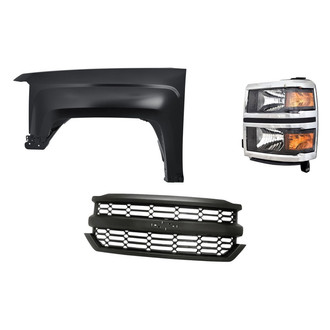 Replacement - 3-Piece Kit (Driver Side Headlight, Grille, Front Driver Side Fender)