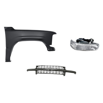 Replacement - 3-Piece Kit (Passenger Side Headlight, Grille, Front Passenger Side Fender) (Standard Line)