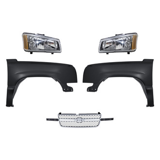 Replacement - 5-Piece Kit (Driver and Passenger Side Headlights, Grille, Driver and Passenger Side Fenders) (Standard Line)